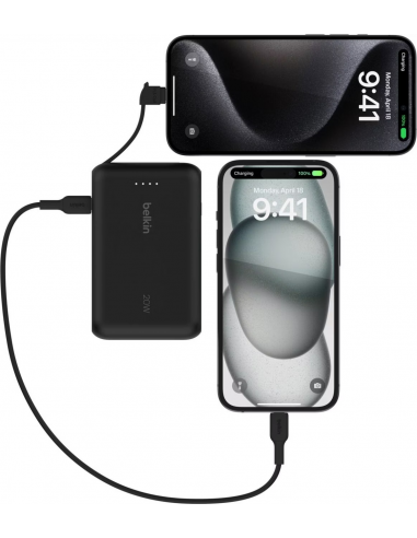 Batterie externe BELKIN 10000 mAh avec câble intégré | BoostCharge | Noir