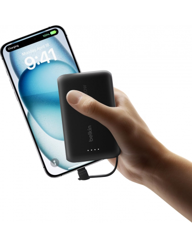 Batterie externe BELKIN 10000 mAh avec câble intégré | BoostCharge | Noir