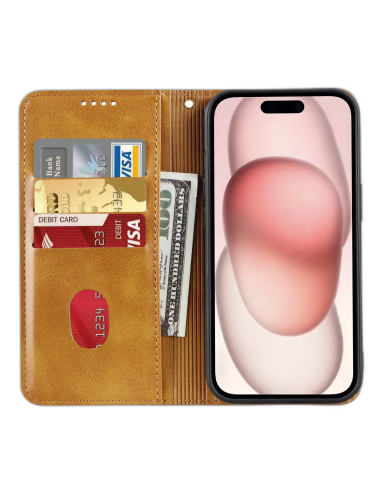 Etui portefeuille Galaxy S25 Edge Marron | Avec rangements | Fermeture magnétique