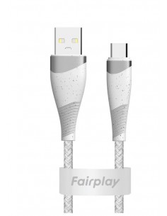 Câble USB-A vers USB-C | Fairplay | Tressé | 12W | 2m | Blanc