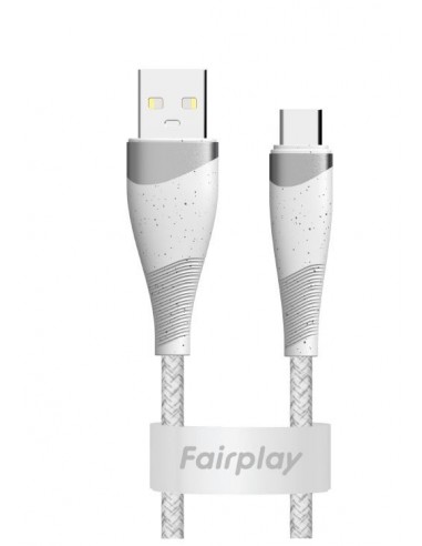 Câble USB-A vers USB-C | Fairplay | Tressé | 12W | 2m | Blanc