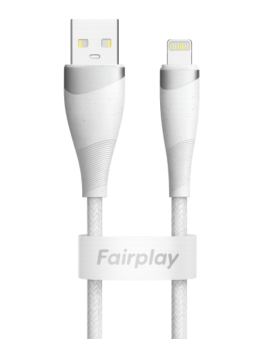 Câble USB-A vers Lightning | Fairplay | Tressé | 2m | Blanc | 12W