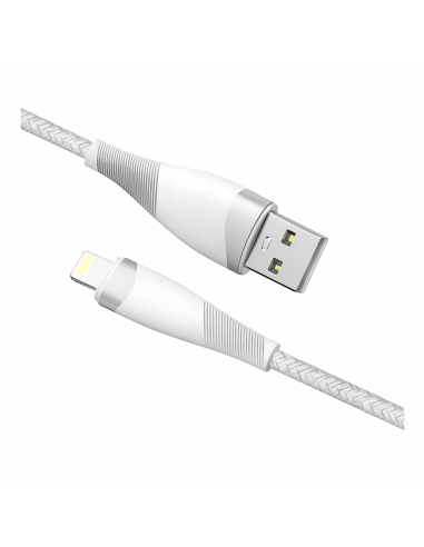 Câble USB-A vers Lightning | Fairplay | Tressé | 2m | Blanc | 12W