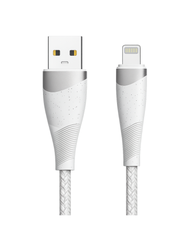 Câble USB-A vers Lightning | Fairplay | Tressé | 2m | Blanc | 12W
