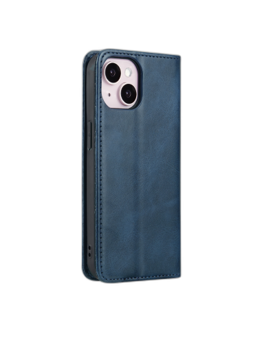 Etui Portefeuille iPhone 15 Simili-cuir avec rangement cartes Bleu