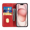 Etui Portefeuille iPhone 15 Simili-cuir avec rangement cartes Rouge