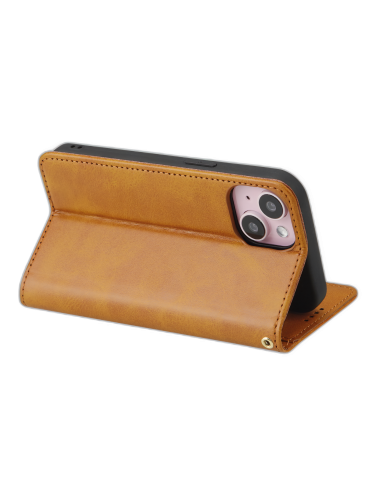 Etui Portefeuille iPhone 16 Pro Max Simili-cuir avec rangement cartes Marron