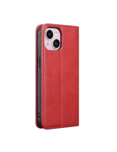 Etui Portefeuille iPhone 16 Pro Simili-cuir avec rangement cartes Rouge