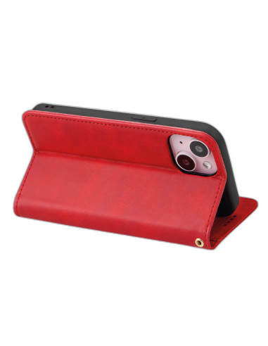 Etui Portefeuille iPhone 16 Simili-cuir avec rangement cartes Rouge