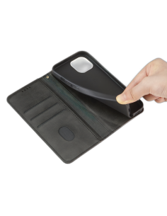 Etui Portefeuille iPhone 15 Plus Simili-cuir avec rangement cartes Noir 2