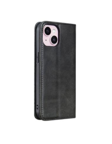 Etui Portefeuille iPhone 15 Pro Simili-cuir avec rangement cartes Noir