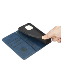 Etui Portefeuille iPhone 15 Pro Max Simili-cuir avec rangement cartes Bleu 2