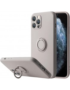 Coque silicone iPhone 16e avec anneau Gris