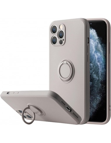 Coque silicone iPhone 16e avec anneau Gris