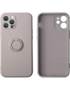 Coque silicone iPhone 16e avec anneau Gris 2