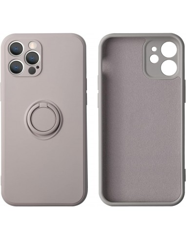 Coque silicone iPhone 16e avec anneau Gris