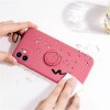 Coque silicone iPhone 16e avec anneau Rouge aubépine