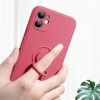 Coque silicone iPhone 16e avec anneau Rouge aubépine