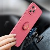 Coque silicone iPhone 16e avec anneau Rouge aubépine