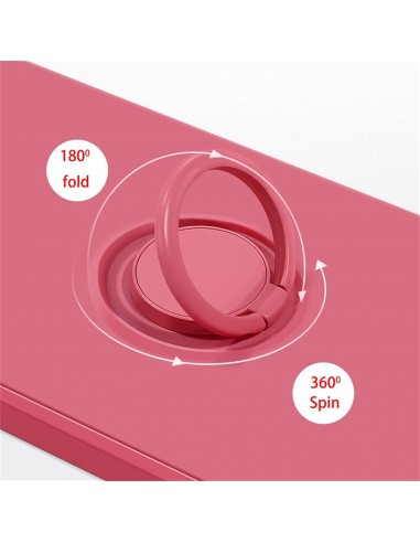 Coque silicone iPhone 16e avec anneau Rouge aubépine