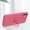 Coque silicone iPhone 16e avec anneau Rouge aubépine