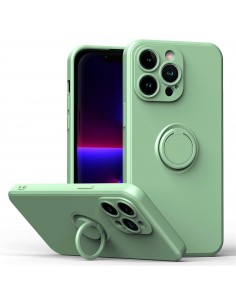 Coque silicone iPhone 16e avec anneau Vert