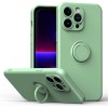 Coque silicone iPhone 16e avec anneau Vert