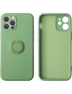 Coque silicone iPhone 16e avec anneau Vert 2