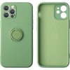 Coque silicone iPhone 16e avec anneau Vert