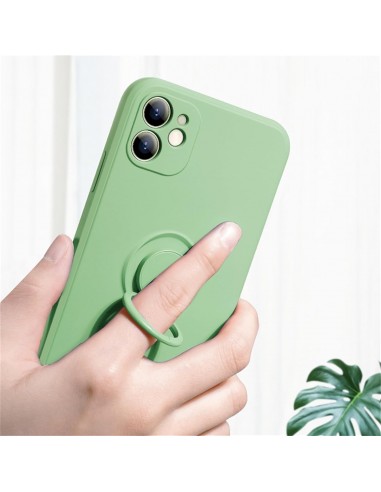 Coque silicone iPhone 16e avec anneau Vert