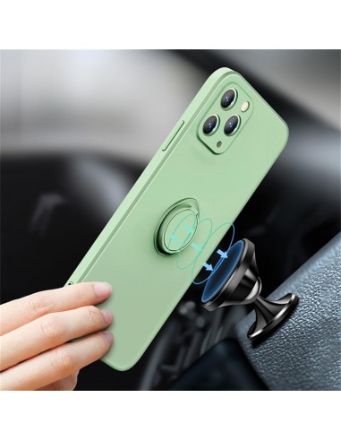 Coque silicone iPhone 16e avec anneau Vert