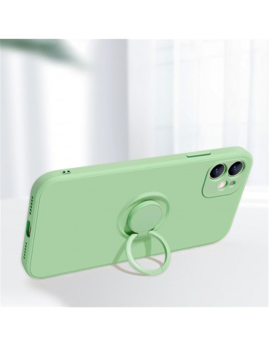 Coque silicone iPhone 16e avec anneau Vert