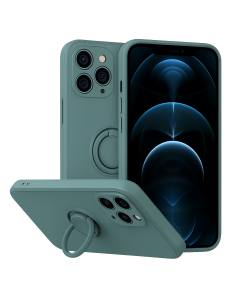 Coque silicone iPhone 16e avec anneau Ardoise