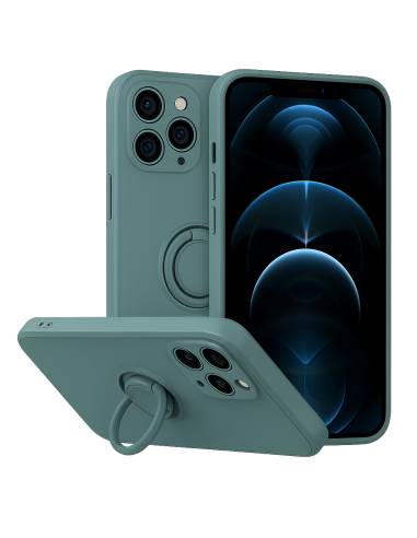Coque silicone iPhone 16e avec anneau Ardoise