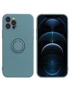 Coque silicone iPhone 16e avec anneau Ardoise 2
