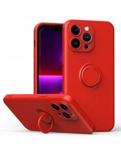 Coque silicone iPhone 16e avec anneau Rouge