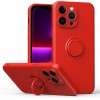 Coque silicone iPhone 16e avec anneau Rouge