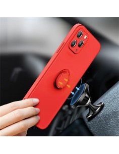 Coque silicone iPhone 16e avec anneau Rouge 2