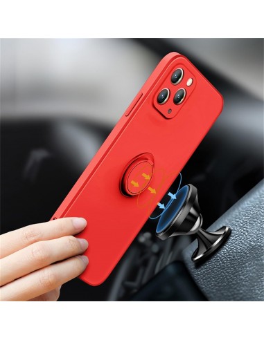 Coque silicone iPhone 16e avec anneau Rouge