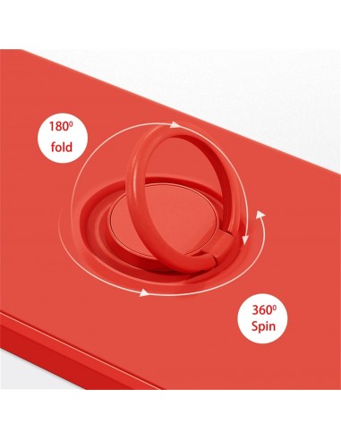 Coque silicone iPhone 16e avec anneau Rouge