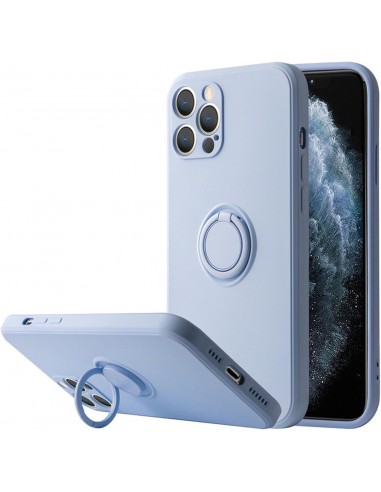 Coque silicone iPhone 16e avec anneau Lilas