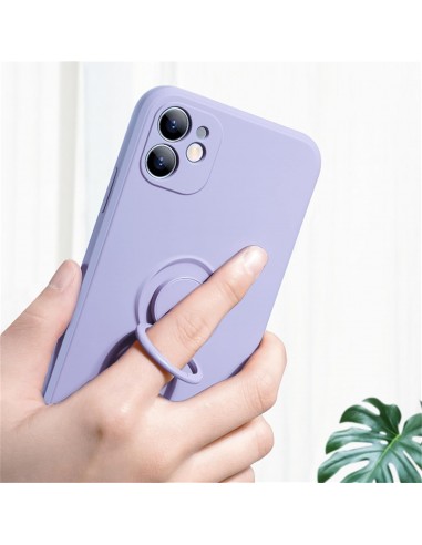 Coque silicone iPhone 16e avec anneau Lilas