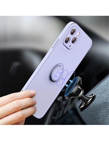 Coque silicone iPhone 16e avec anneau Lilas