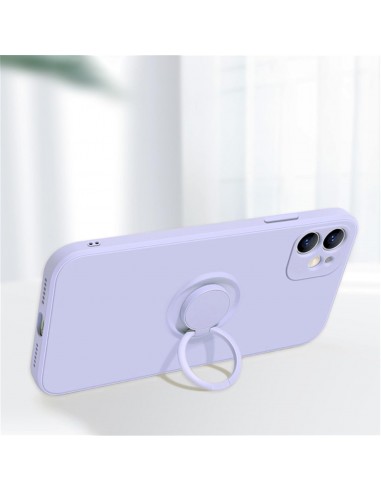 Coque silicone iPhone 16e avec anneau Lilas