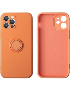 Coque silicone iPhone 16e avec anneau Orange 2