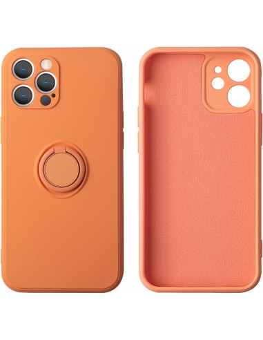 Coque silicone iPhone 16e avec anneau Orange