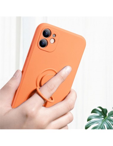 Coque silicone iPhone 16e avec anneau Orange
