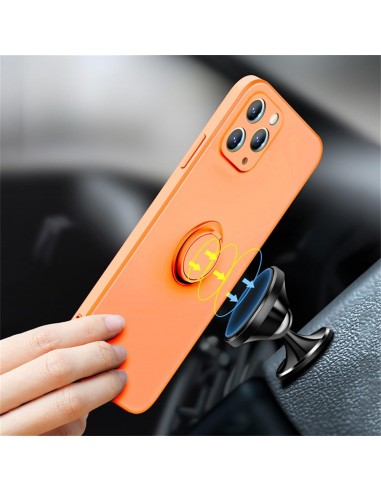 Coque silicone iPhone 16e avec anneau Orange