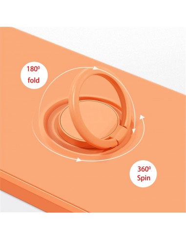 Coque silicone iPhone 16e avec anneau Orange