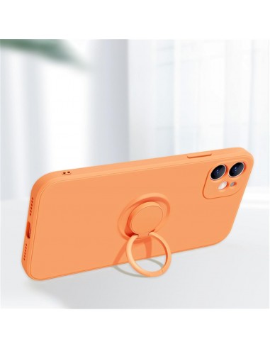 Coque silicone iPhone 16e avec anneau Orange